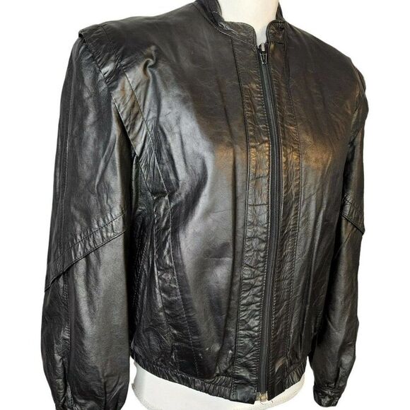 Vintage 80s Leather Jacket Motorcycle  Thriller Eighties Bermans - Picture 1 of 6